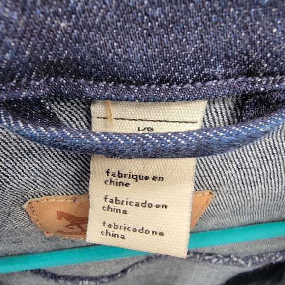 Levi Strauss & Co Denim Jean Jacket Button Up Womens Junior’s Large Dark Wash - Picture 2 of 7